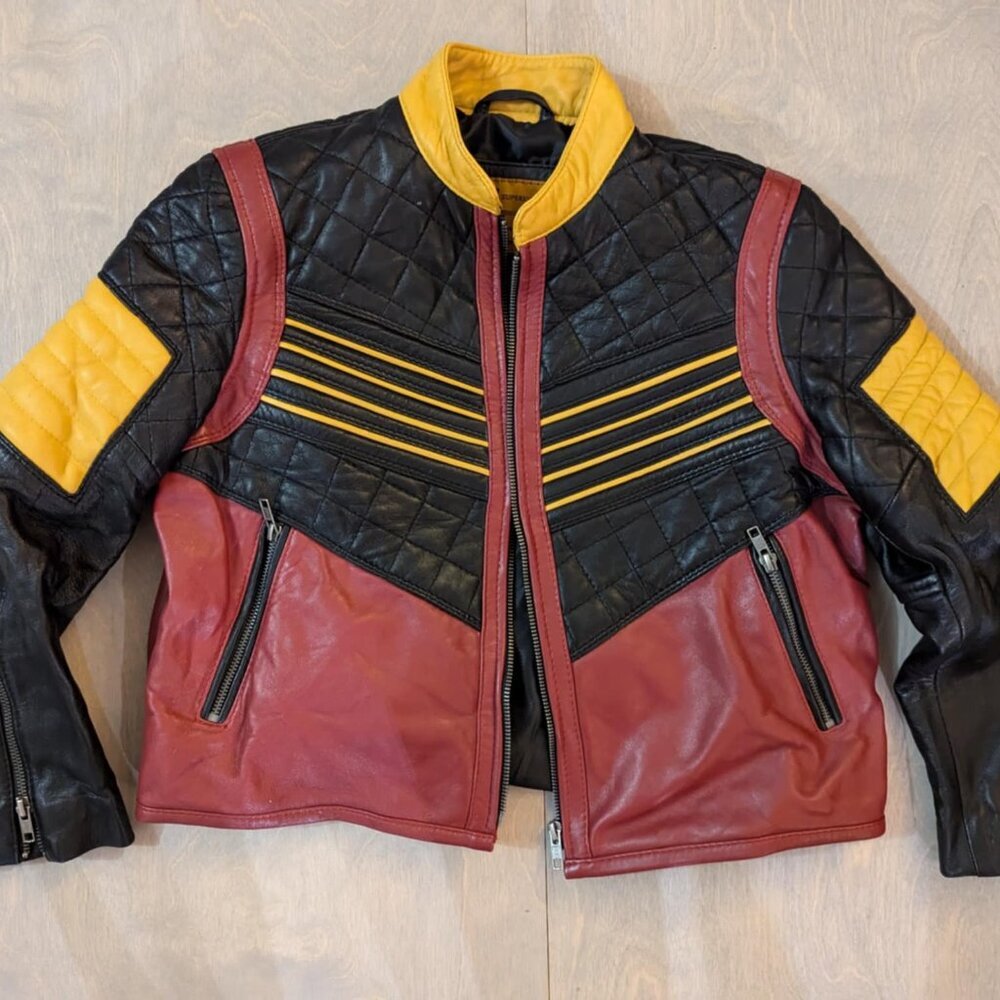 Genuine leather jacket kids superior leather co uk black yellow red motorcross